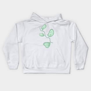 Green watercolor eucalyptus leaves art Kids Hoodie